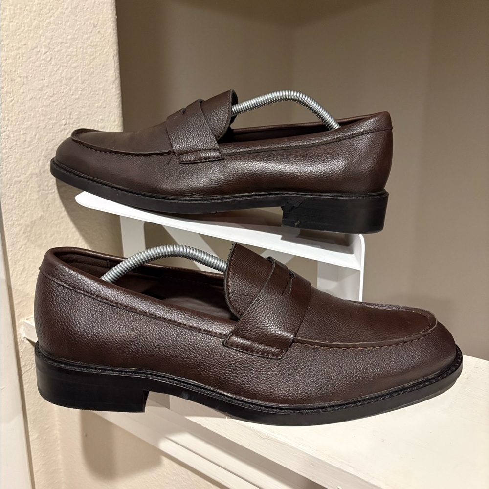 Abound Ortholite Eco Insole Brown Soft Faux Leather Comfort Penny Loafer Mens 11